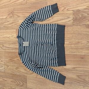 Button-up cardigan sweater plus size 1x gray striped A. Jesdani NEW with tags